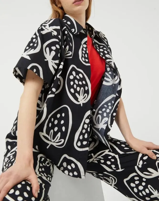 Strawberry Print Unisex Camp Shirt