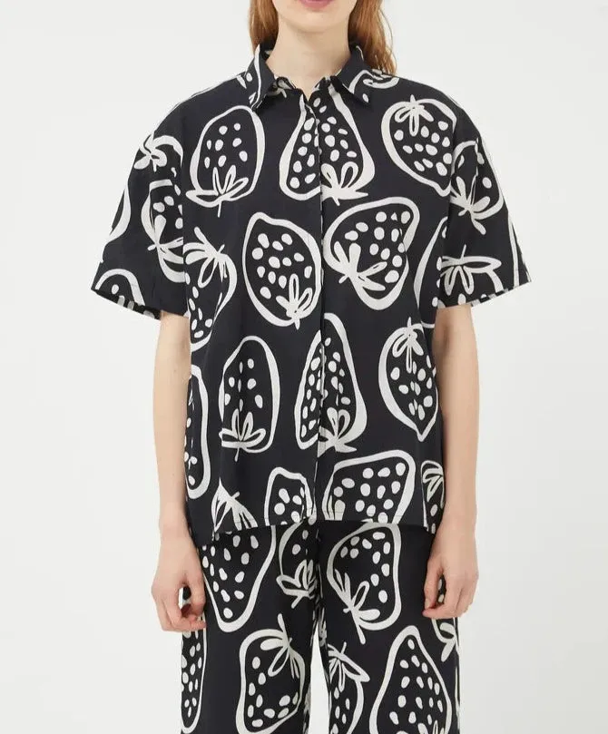 Strawberry Print Unisex Camp Shirt
