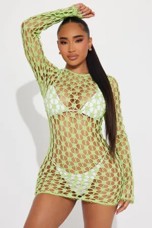Summer Kiss Cover Up Mini Dress - Lime
