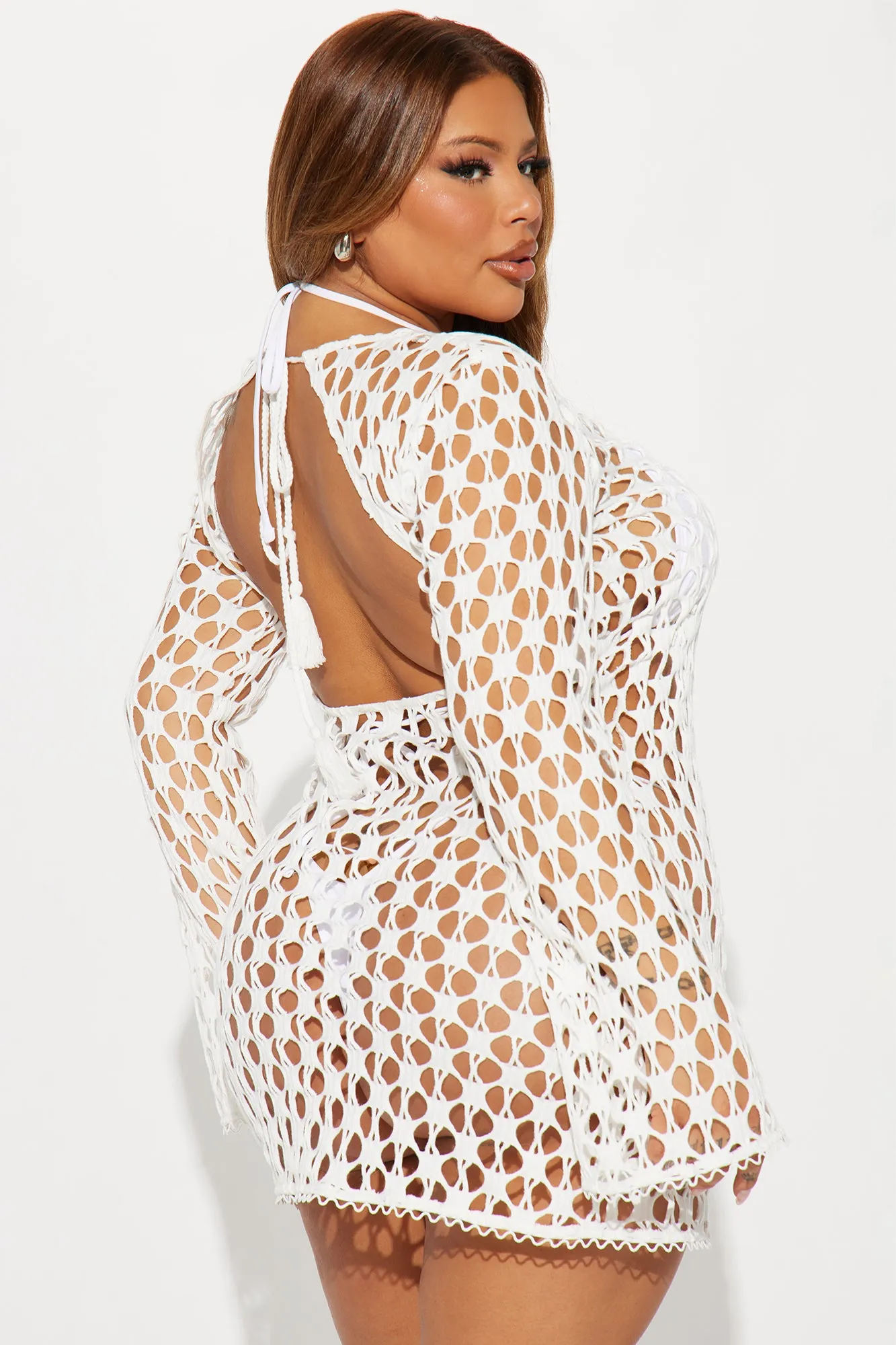 Summer Kiss Cover Up Mini Dress - White