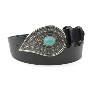 Supple Navy Unlined Turq Paisley Design Belt