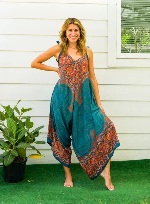 Teal Mandala Boho Jumpsuit