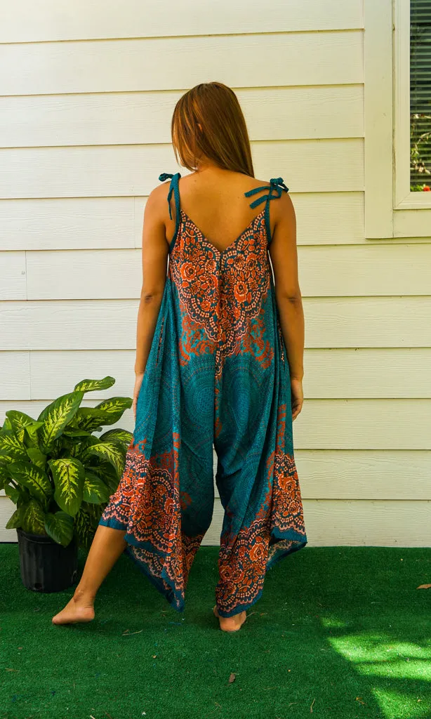 Teal Mandala Boho Jumpsuit