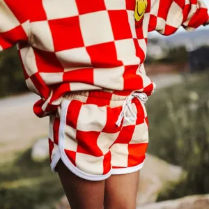 TRACK SHORTS | CHECKER RED  | KIDS