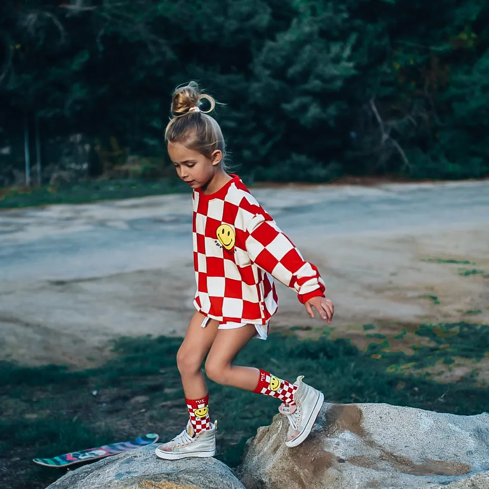 TRACK SHORTS | CHECKER RED  | KIDS