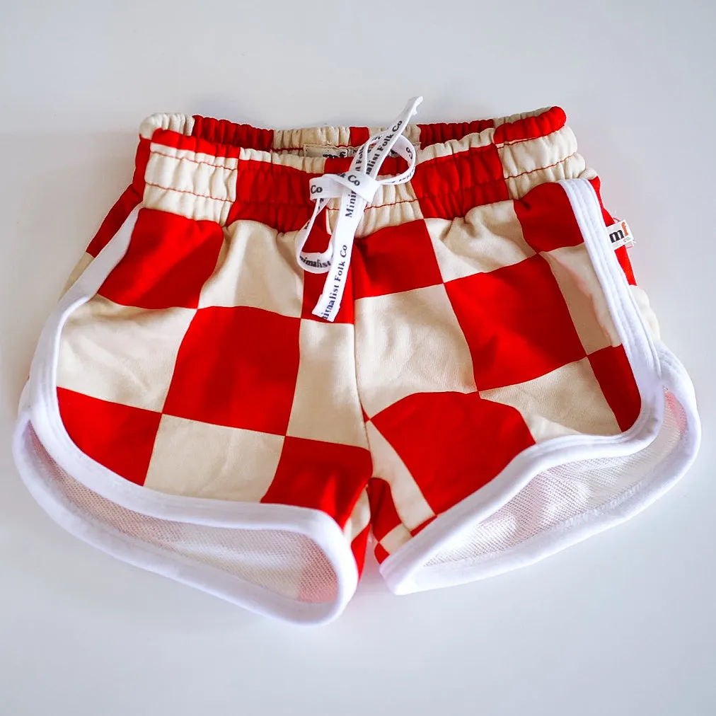 TRACK SHORTS | CHECKER RED  | KIDS