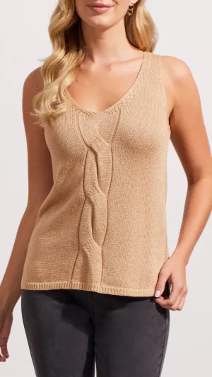 Tribal Sweater Tank w/ Cable Detail - Ginger Root