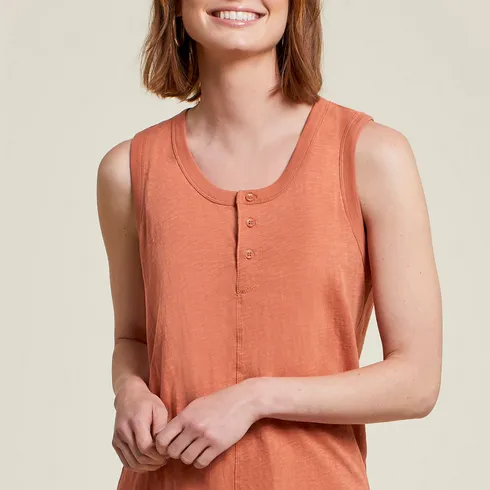 Tribal - Tank Top with Buttons - Spice