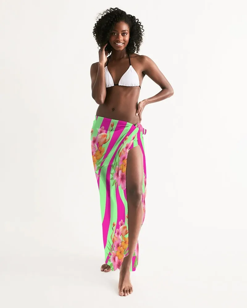 Tropical Zebra Print Pink Mint Green Swimsuit Cover-up