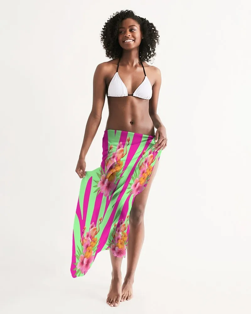 Tropical Zebra Print Pink Mint Green Swimsuit Cover-up