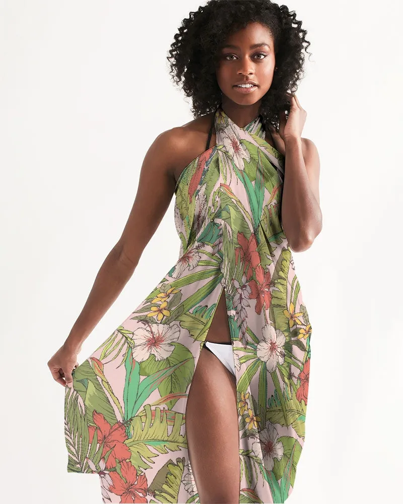 Vintage Tropical Floral Swimsuit Cover Up Sarong