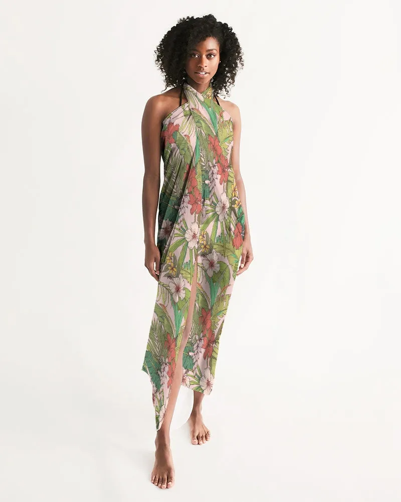 Vintage Tropical Floral Swimsuit Cover Up Sarong