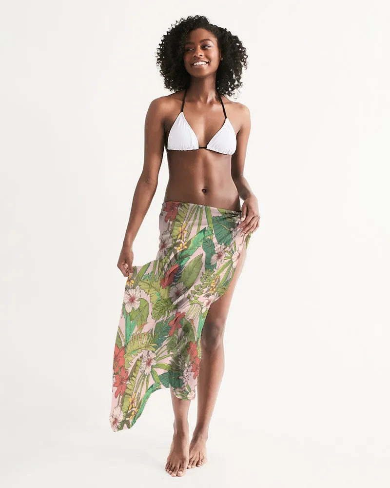 Vintage Tropical Floral Swimsuit Cover Up Sarong