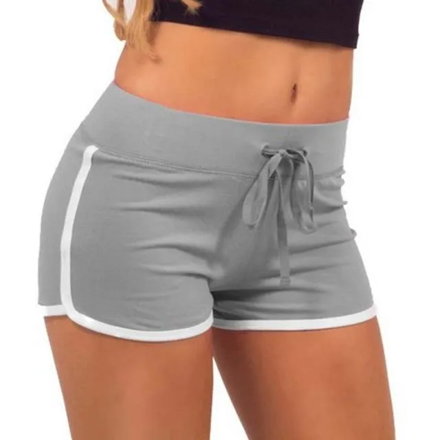Women Casual Loose Cotton Contrast Binding Side Split Elastic Waist Short