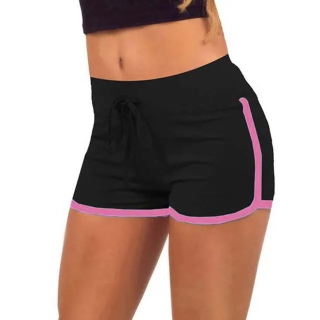 Women Casual Loose Cotton Contrast Binding Side Split Elastic Waist Short