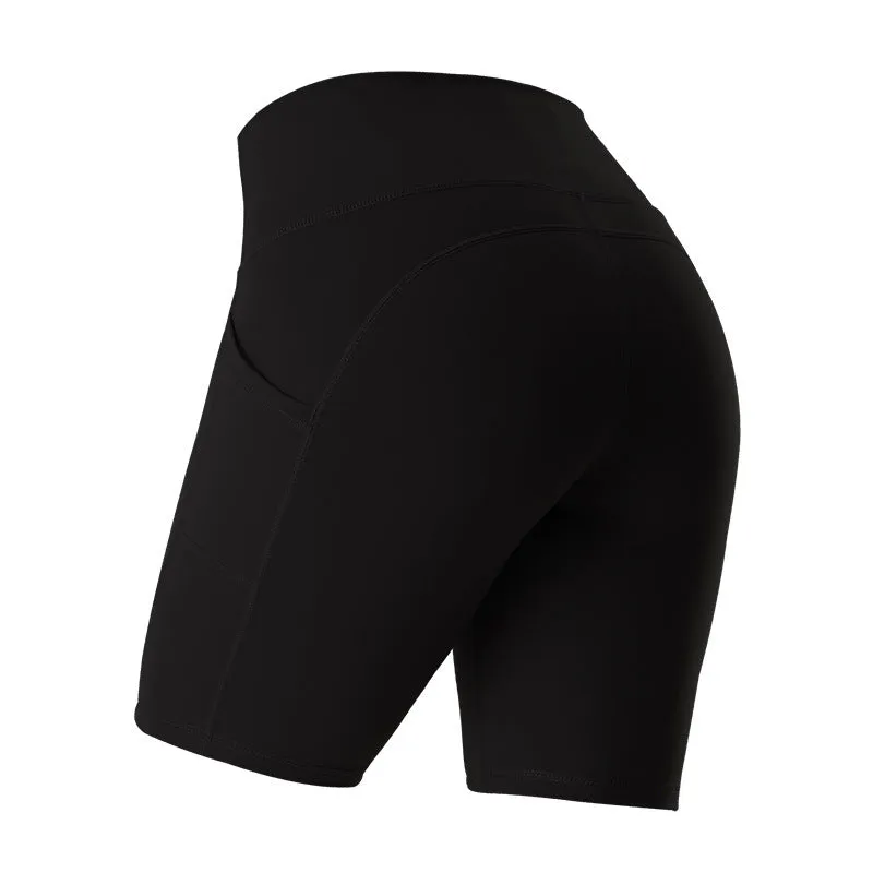 Women’s High Waist Mid-Length Activewear Yoga Shorts with Pockets