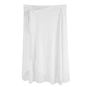 Womens Light Grey Swimsuit Cover Up Ruffle Tie Side Beach Sarong Wrap Maxi Skirt