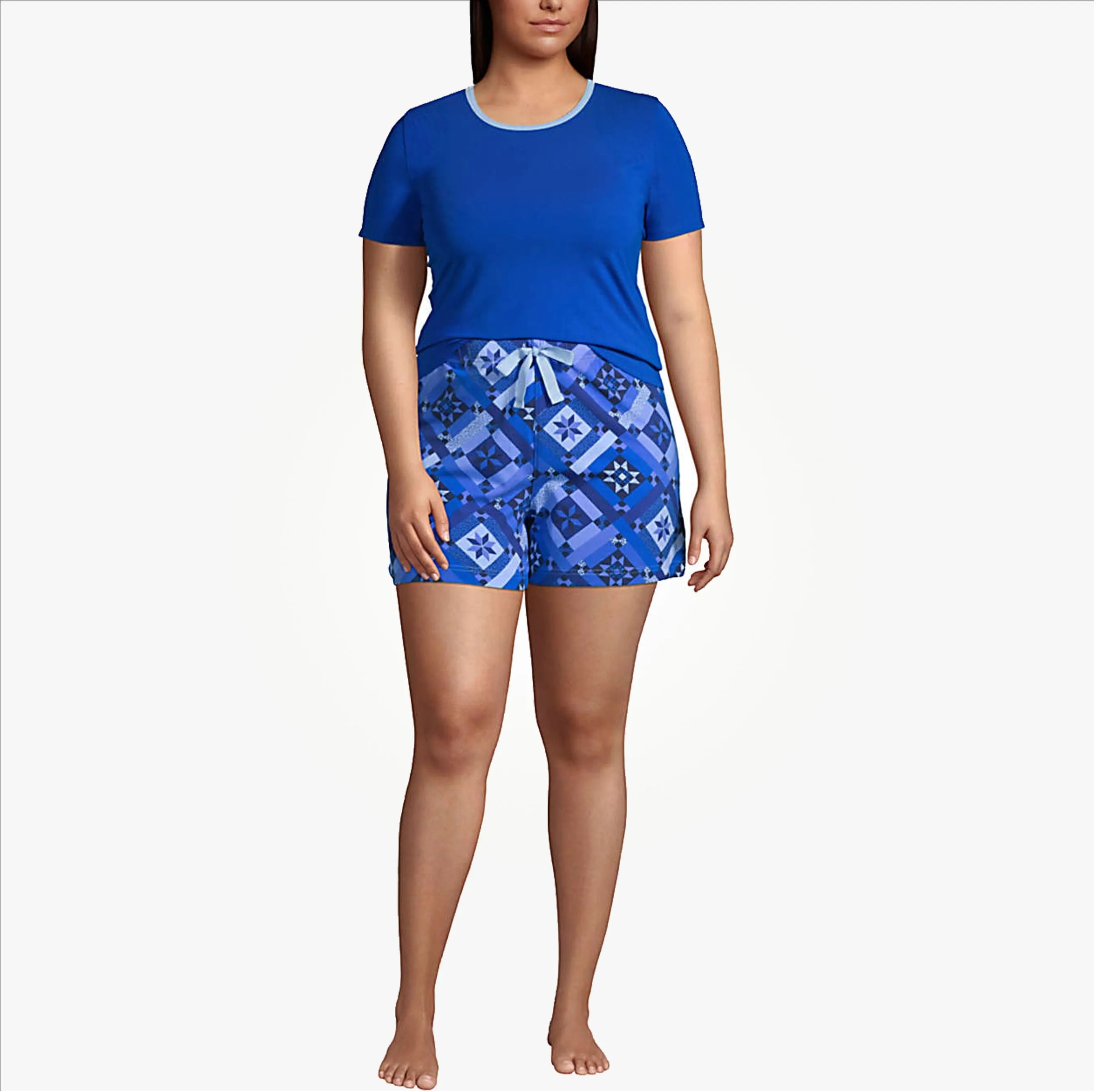 Womens Multicolor Plus Size  Casual Summer Cotton Shorts