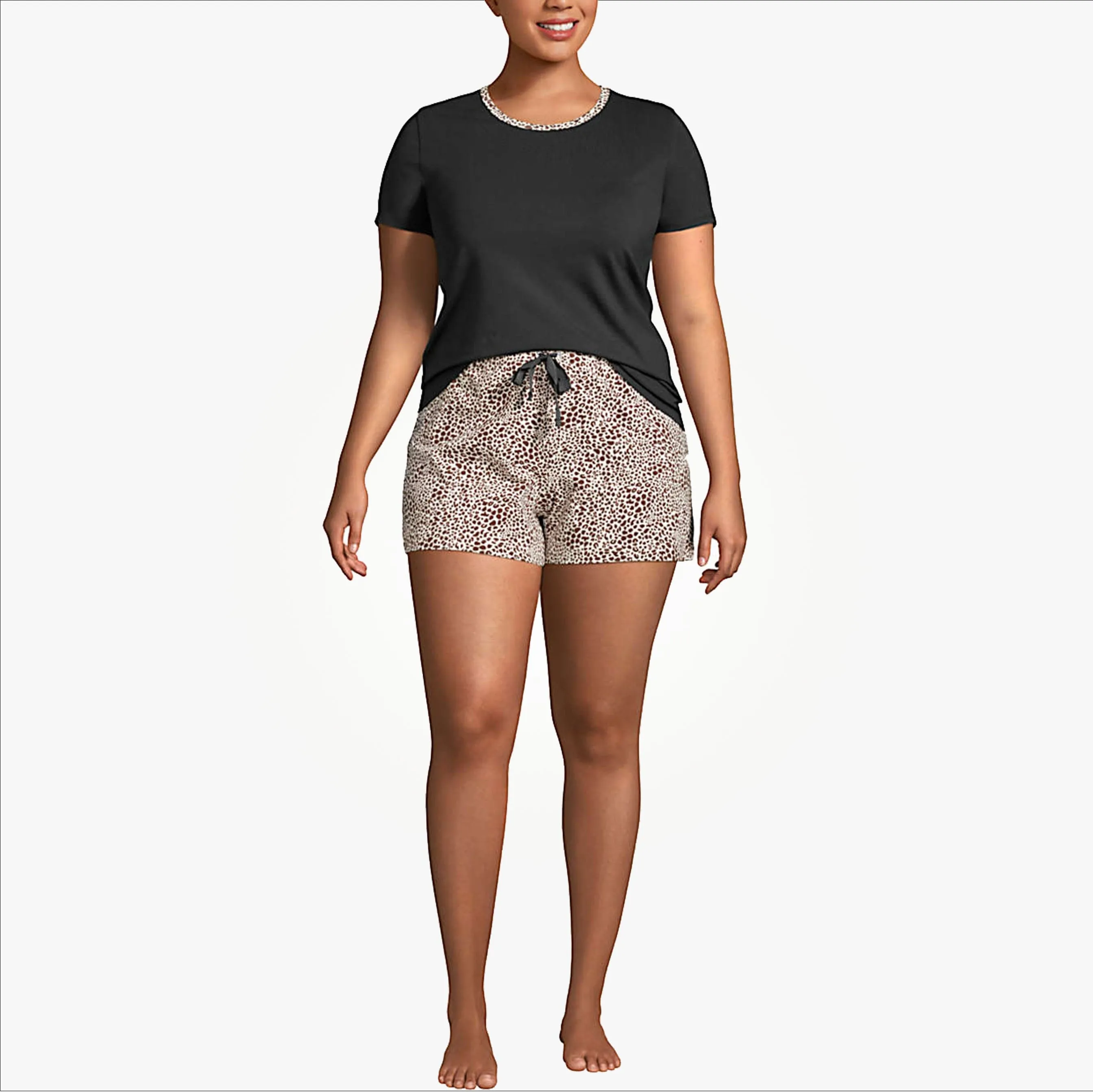 Womens Multicolor Plus Size  Casual Summer Cotton Shorts