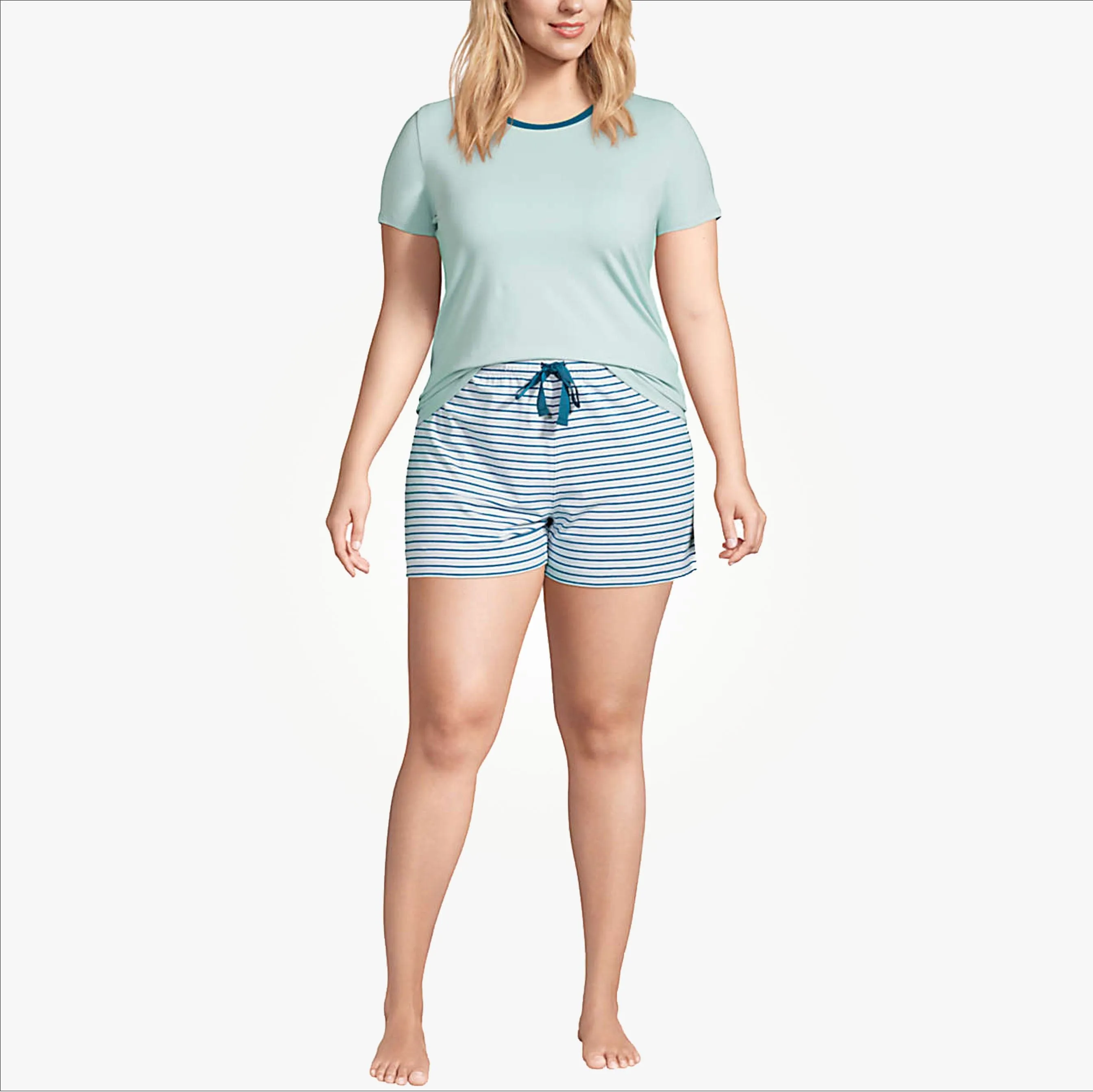 Womens Multicolor Plus Size  Casual Summer Cotton Shorts