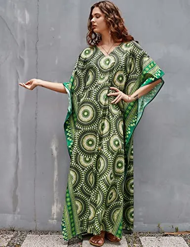 Women's V-Neck Beach Kaftan: Versatile Swimsuit Cover-Up
